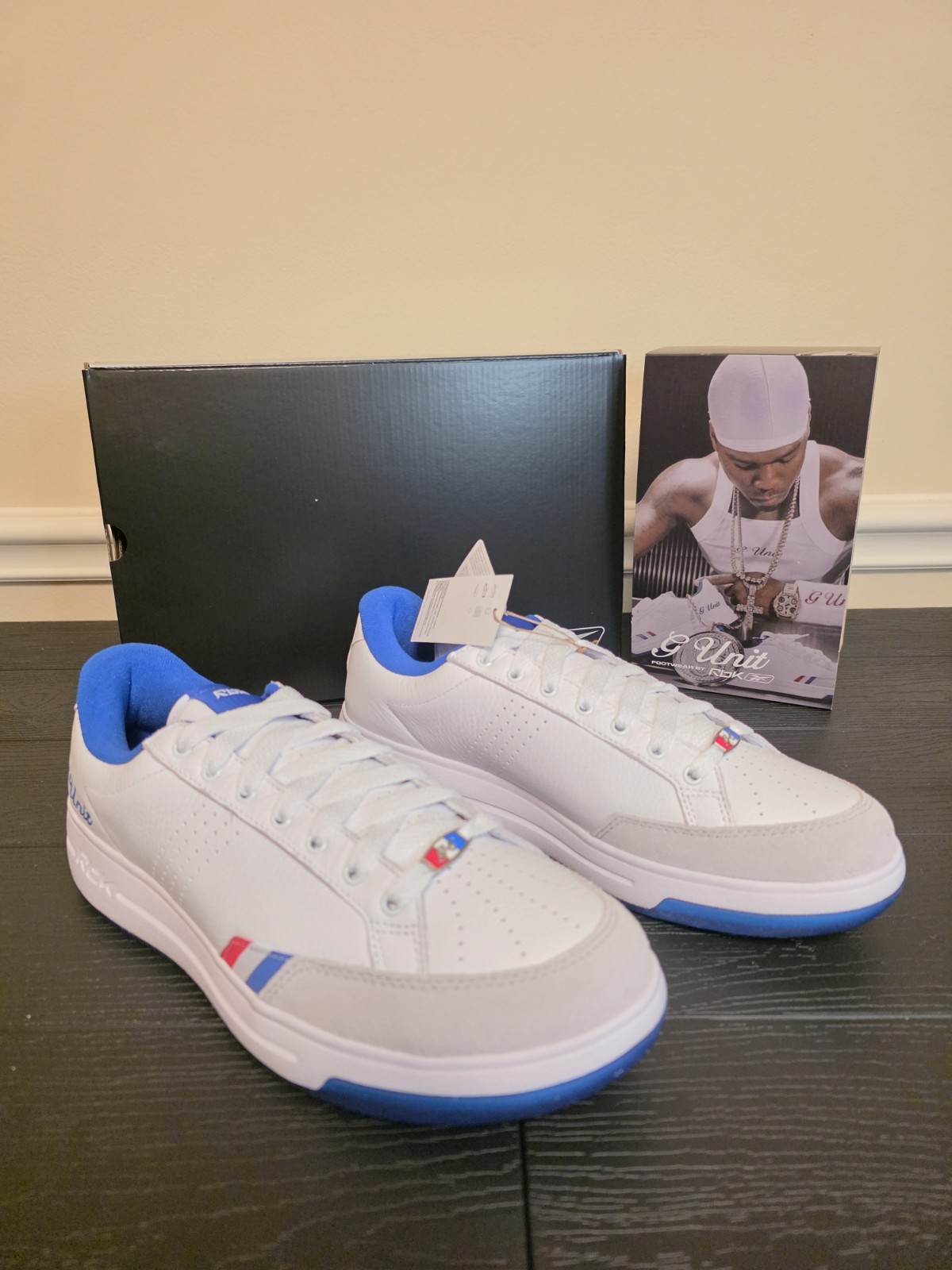 Reebok G-Unit G6 Men's Low Top Sneakers White/Blue/Red/Gray Lace-Up 100289469 - Image 3