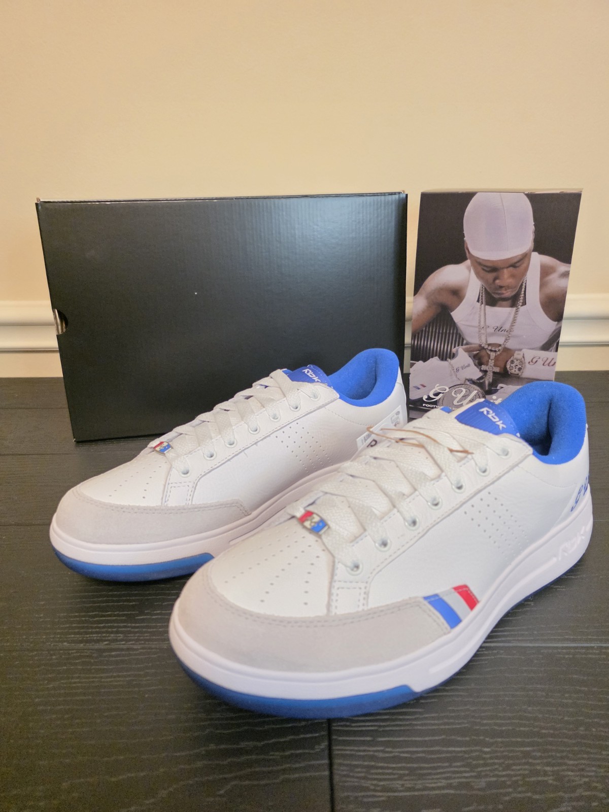 Reebok G-Unit G6 Men's Low Top Sneakers White/Blue/Red/Gray Lace-Up 100289469 - Image 4