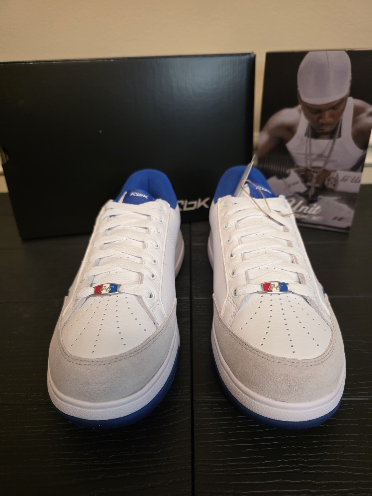 Reebok G-Unit G6 Men's Low Top Sneakers White/Blue/Red/Gray Lace-Up 100289469 - Image 2
