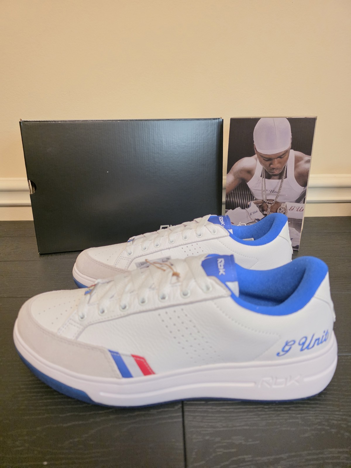 Reebok G-Unit G6 Men's Low Top Sneakers White/Blue/Red/Gray Lace-Up 100289469 - Image 5