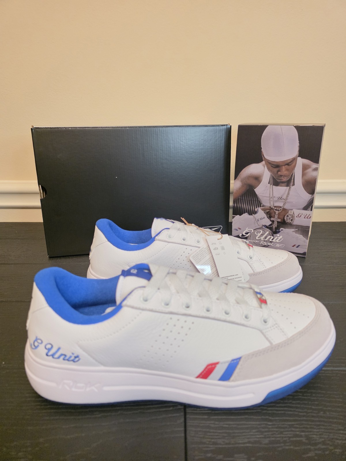 Reebok G-Unit G6 Men's Low Top Sneakers White/Blue/Red/Gray Lace-Up 100289469 - Image 6