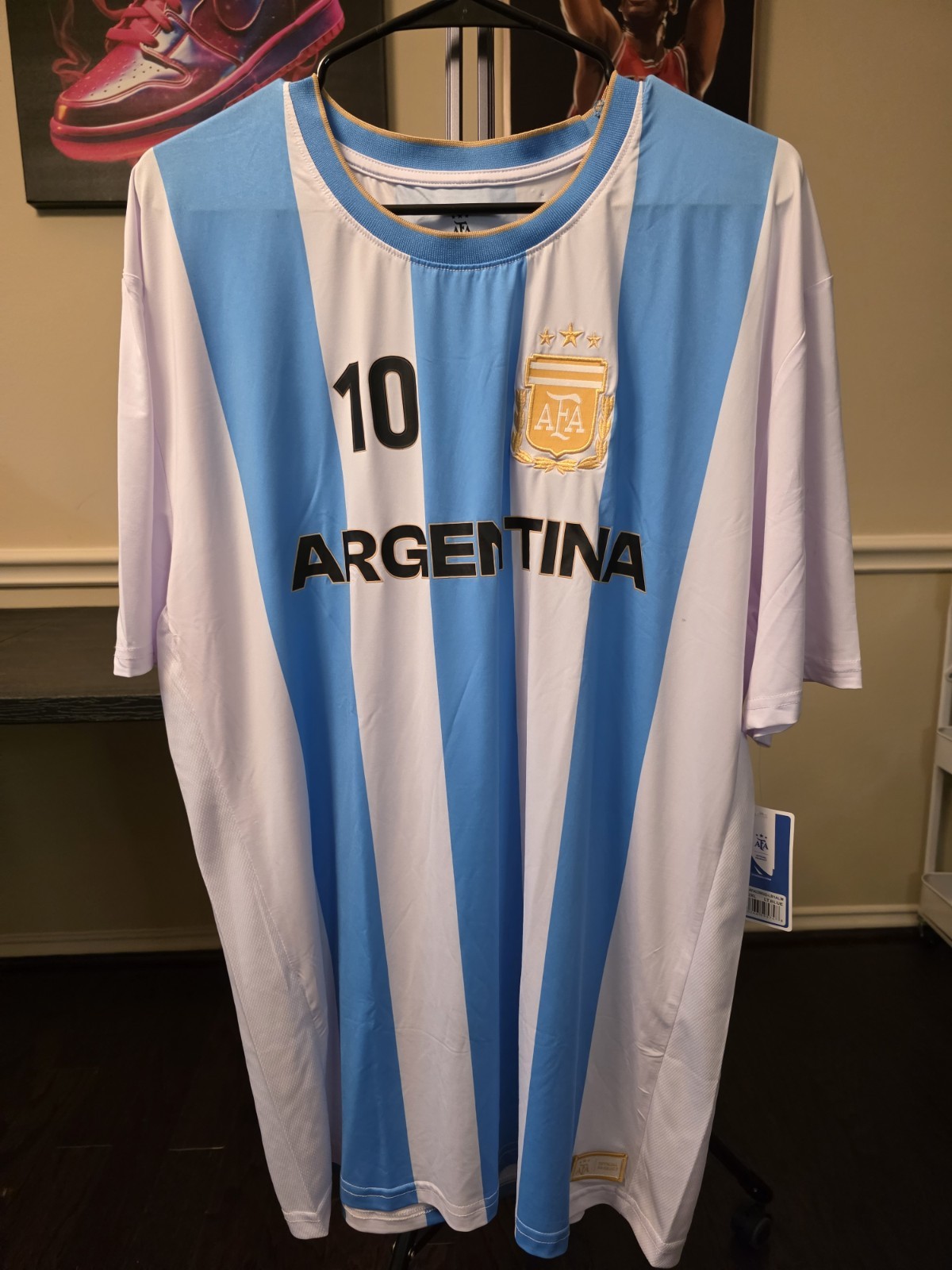 AFA Argentina Lionel Messi #10 Men’s Soccer Jersey 2XL White/Blue
