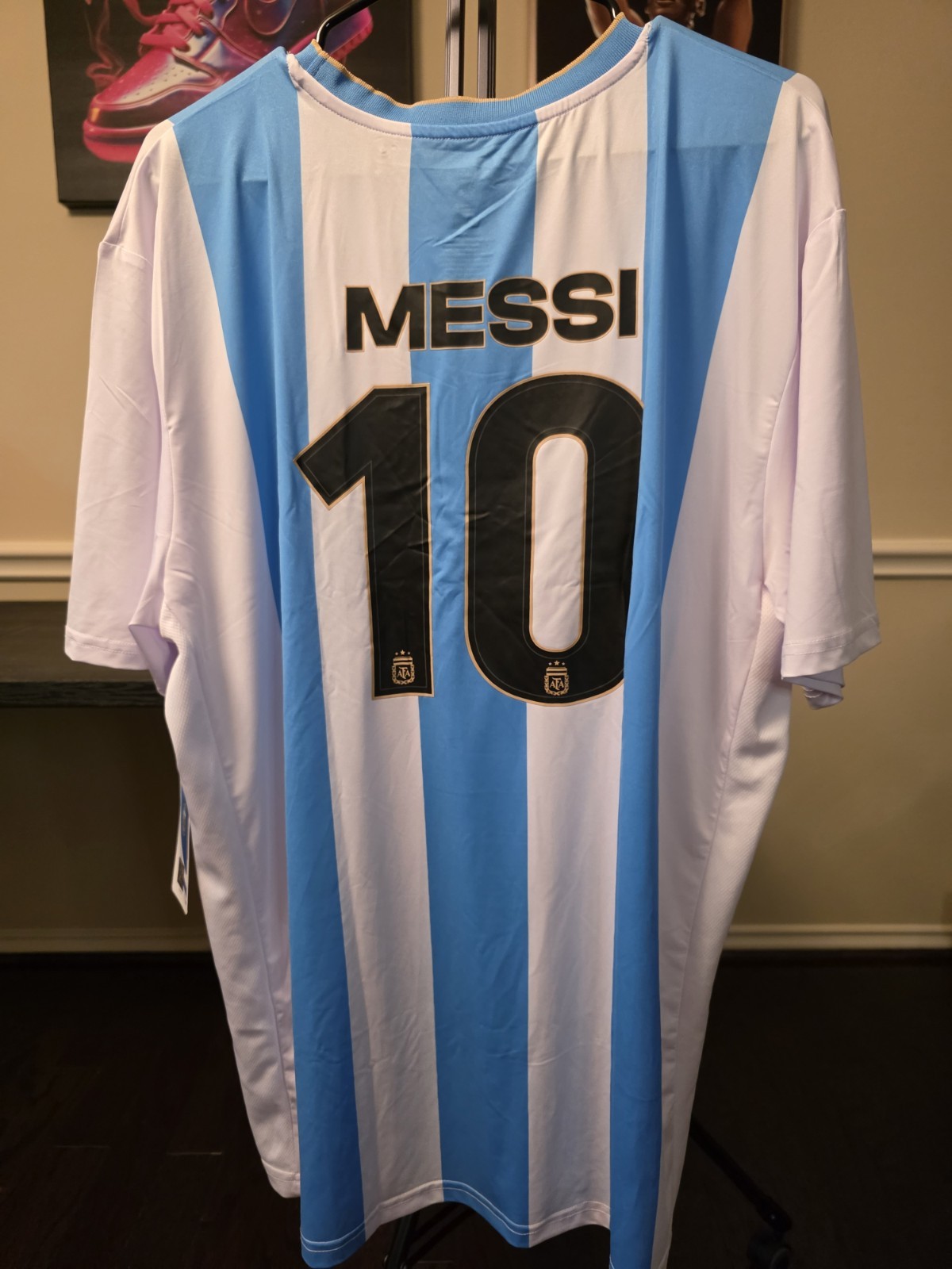 AFA Argentina Lionel Messi #10 Men’s Soccer Jersey 2XL White/Blue - Image 2