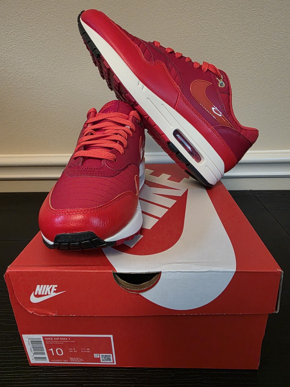 Nike Air Max 1 Men's Low Top Athletic Sneakers Gym Red Crimson HQ3607-687 2024 - Image 2