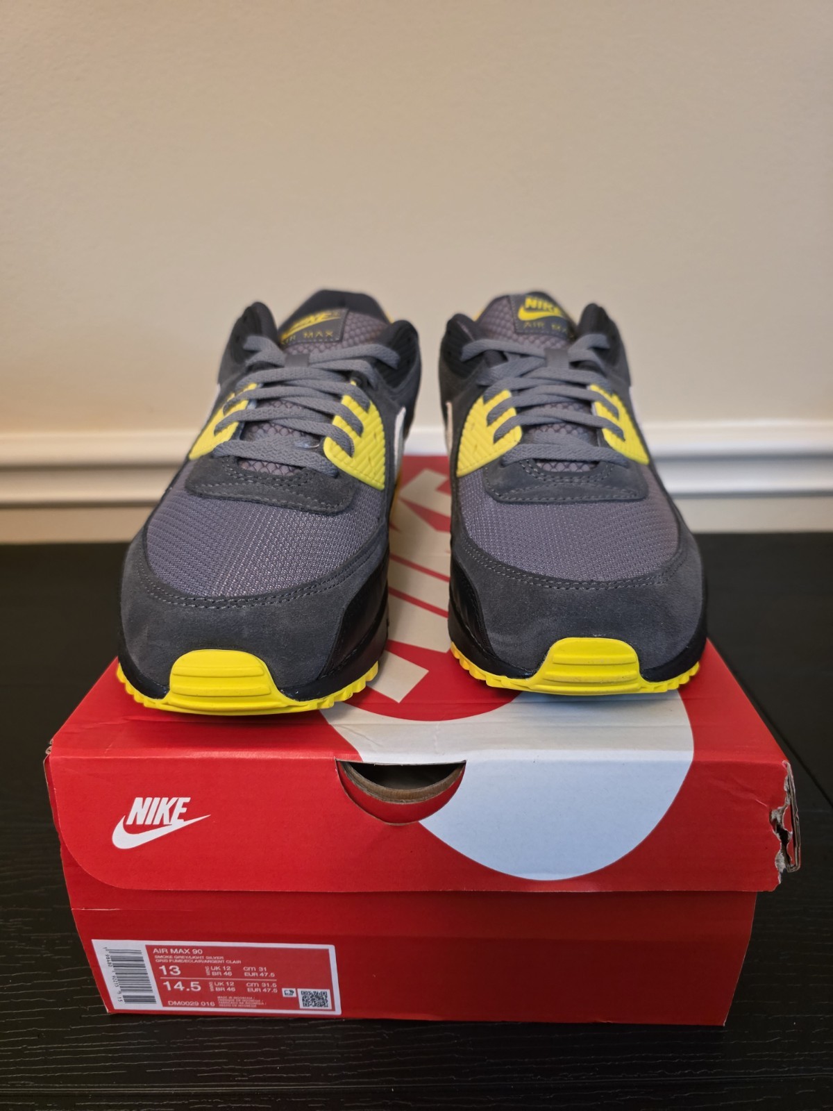 Nike Air Max 90 Smoke Grey Lightening Suede Low Top Men's Sneakers DM0029-016 - Image 2