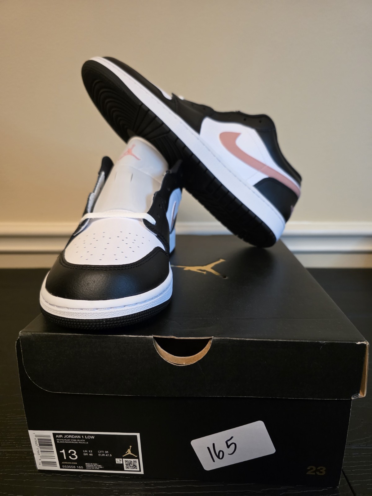 Jordan Air Jordan 1 Low Black Rust Pink Black/White/Rust Pink 553558-165 - Image 3