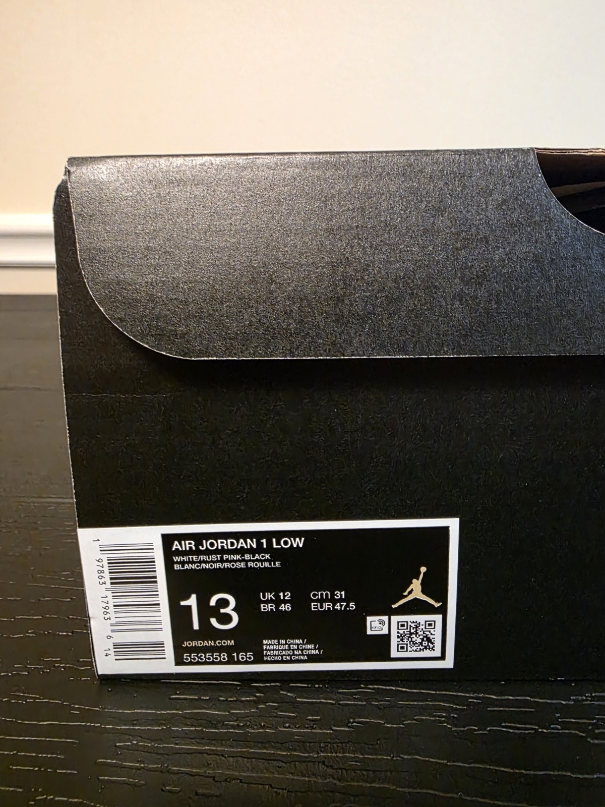 Jordan Air Jordan 1 Low Black Rust Pink Black/White/Rust Pink 553558-165 - Image 13