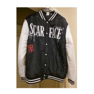 Scarface Men’s Varsity Jacket Size M Black/White Graphic Back Snap Front Lined