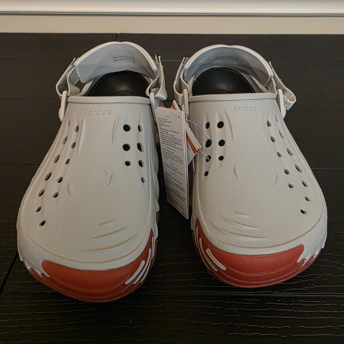 Crocs Echo Icey Ro Clog Unisex Men’s 6 / Wm 8 Gray/Red Rubber Slip-On 211458-1FT