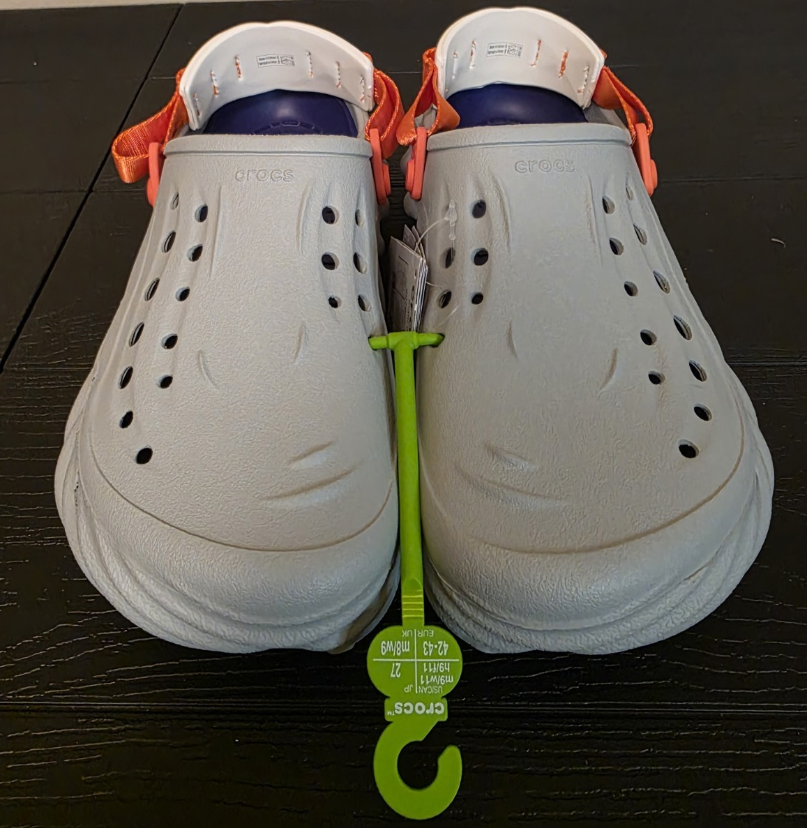 Crocs Echo Clog Men's US 9 Gray/Orange/Blue Slip-On Adjustable 207937-1NM