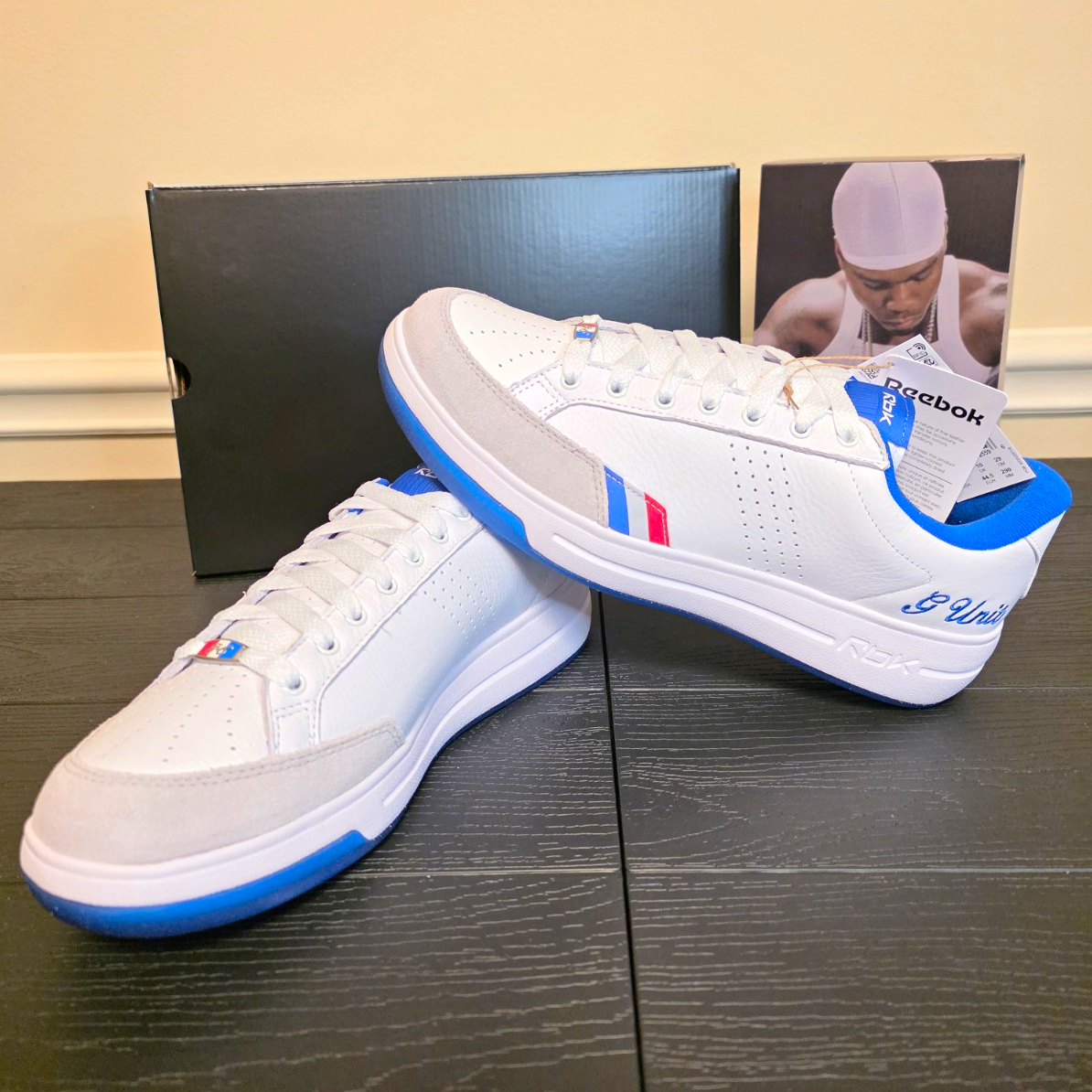 Reebok G-Unit G6 Men's Low Top Sneakers White/Blue/Red/Gray Lace-Up 100289469