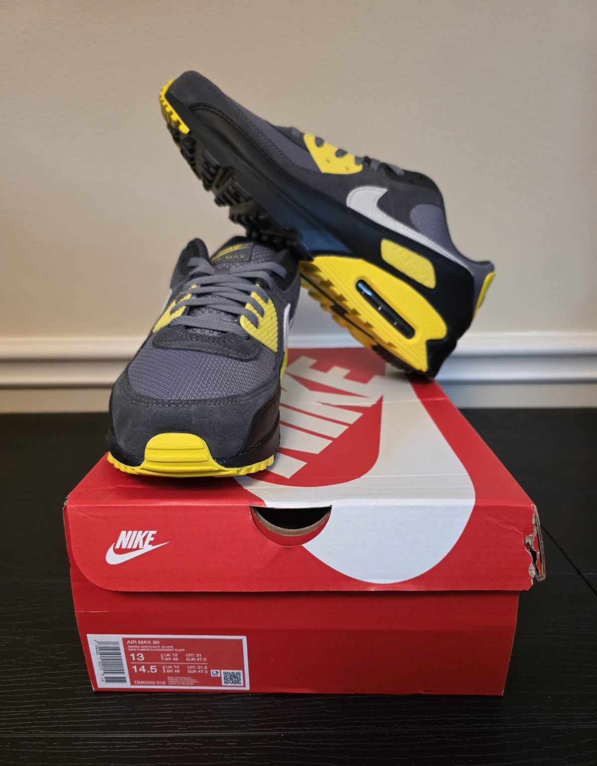 Nike Air Max 90 Smoke Grey Lightening Suede Low Top Men's Sneakers DM0029-016