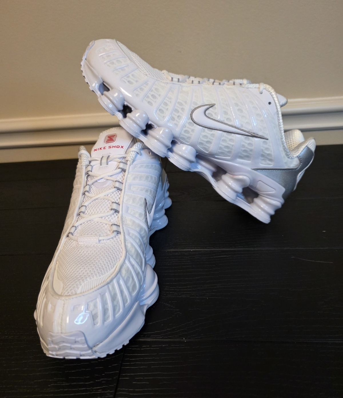 Nike Shox TL Men's Low Top Sneakers White/Metallic Silver AV3595-100 2019